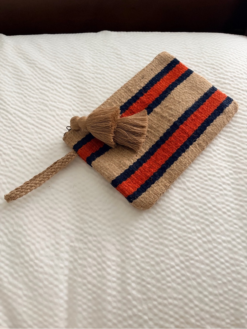 J. Jill Woven Wristlet - Brown with Navy & Orange Stripes
